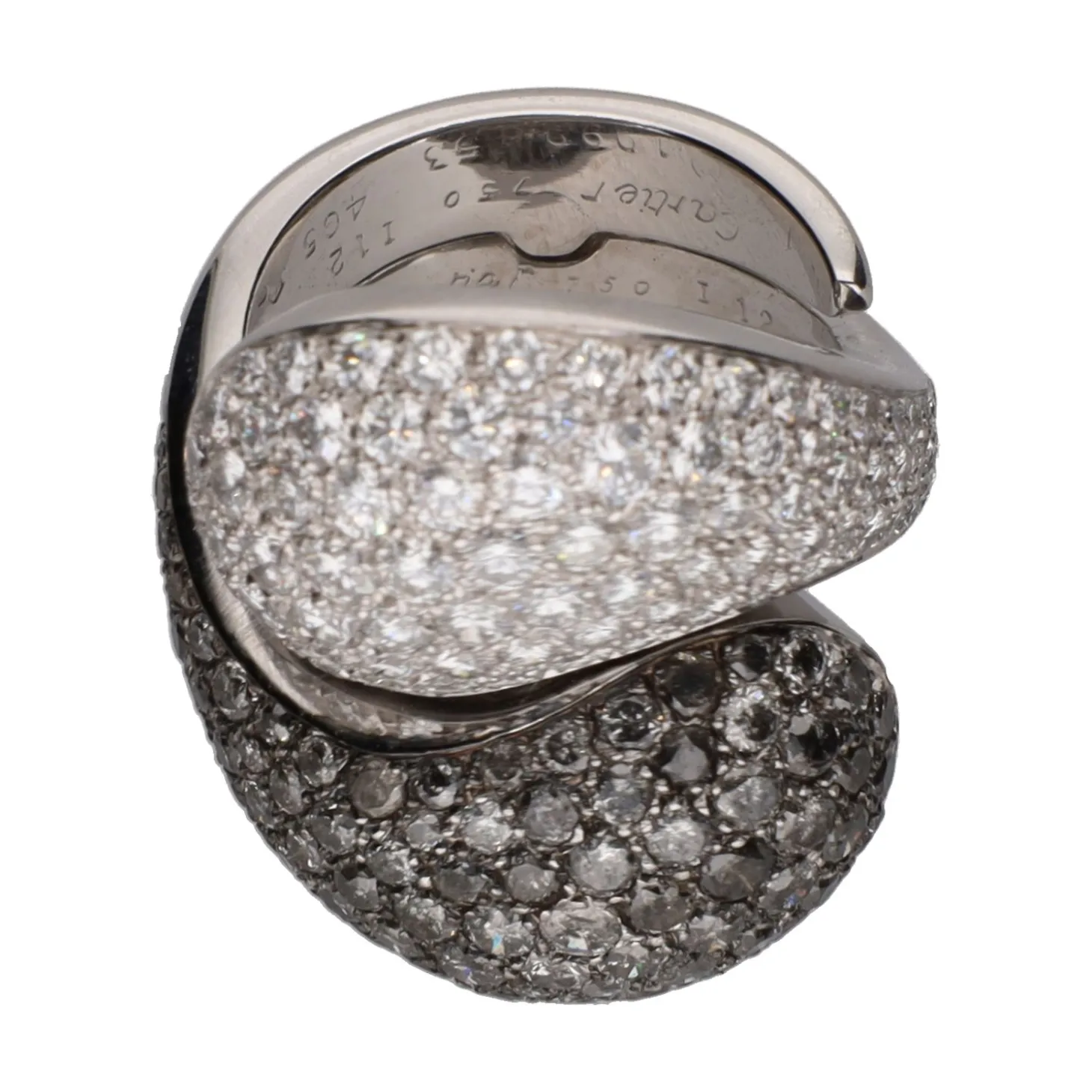 ANILLOS / SORTIJAS Sortija de cartier yin yang con brillantes blancos y negros. Talla 53.