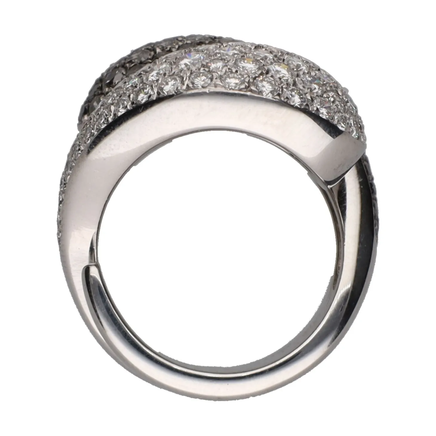 ANILLOS / SORTIJAS Sortija de cartier yin yang con brillantes blancos y negros. Talla 53.
