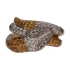 ANILLOS / SORTIJAS Sortija en forma de serpiente en oro amarillo con topacios y brillantes. Firmada por grassy. Talla 12.