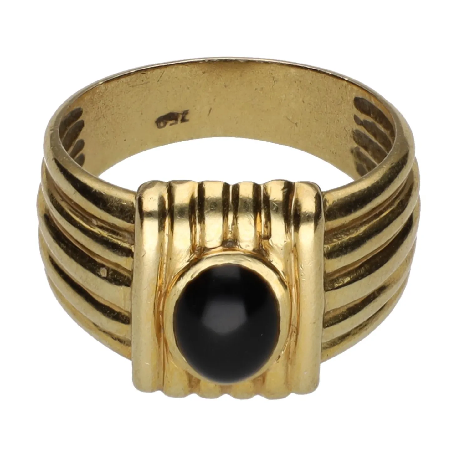 ANILLOS / SORTIJAS Sortija en oro amarillo y onix. Talla 17.