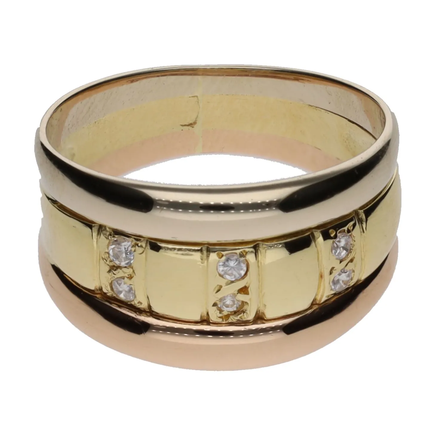 ANILLOS / SORTIJAS Sortija en oro amarillo y circonitas. Talla 10.