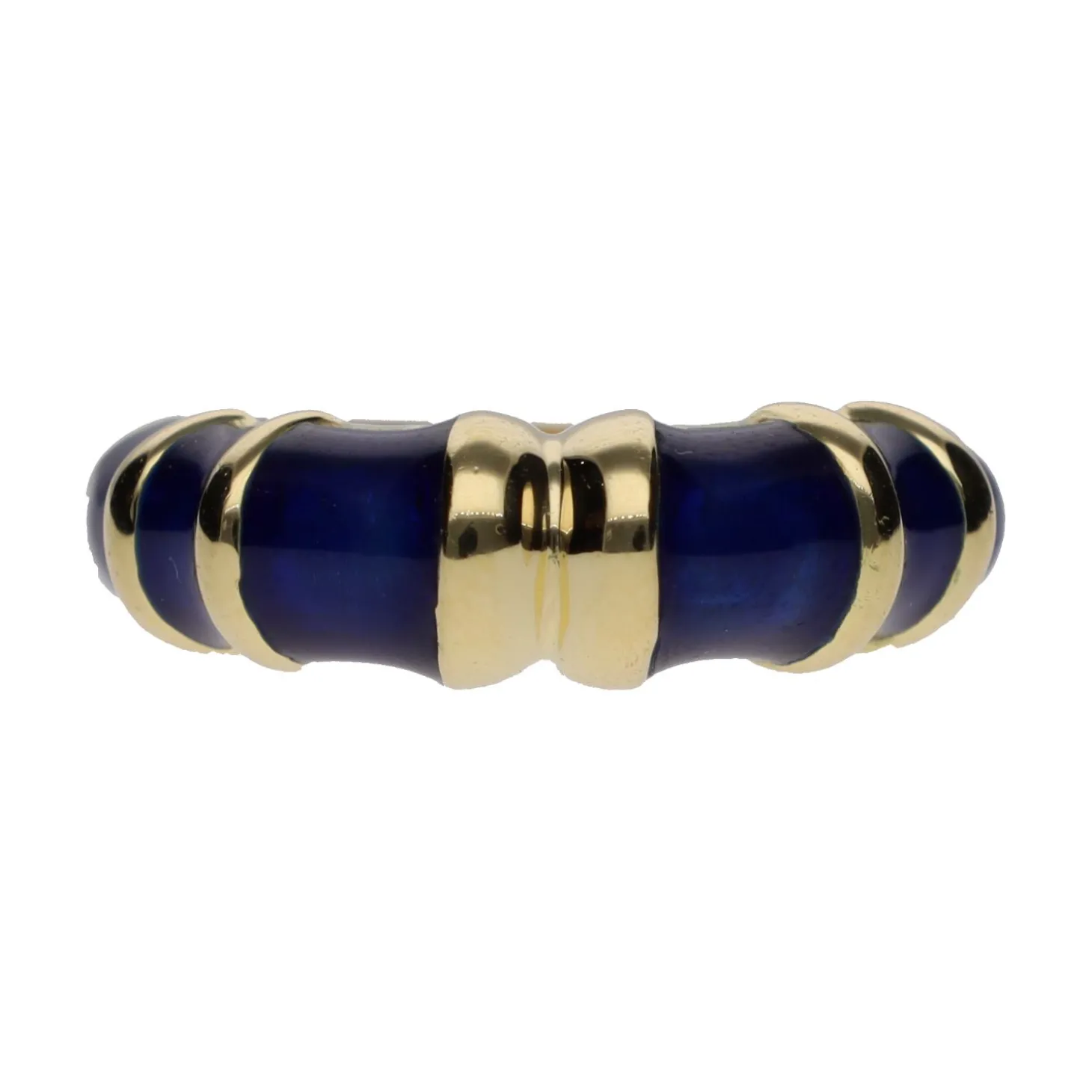 ANILLOS / SORTIJAS Sortija en oro amarillo con esmalte azul. Talla 13.