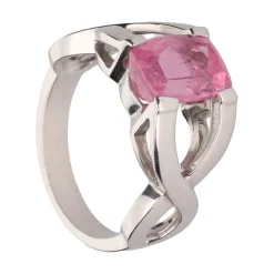 ANILLOS / SORTIJAS Sortija en oro blanco con topacio rosa.