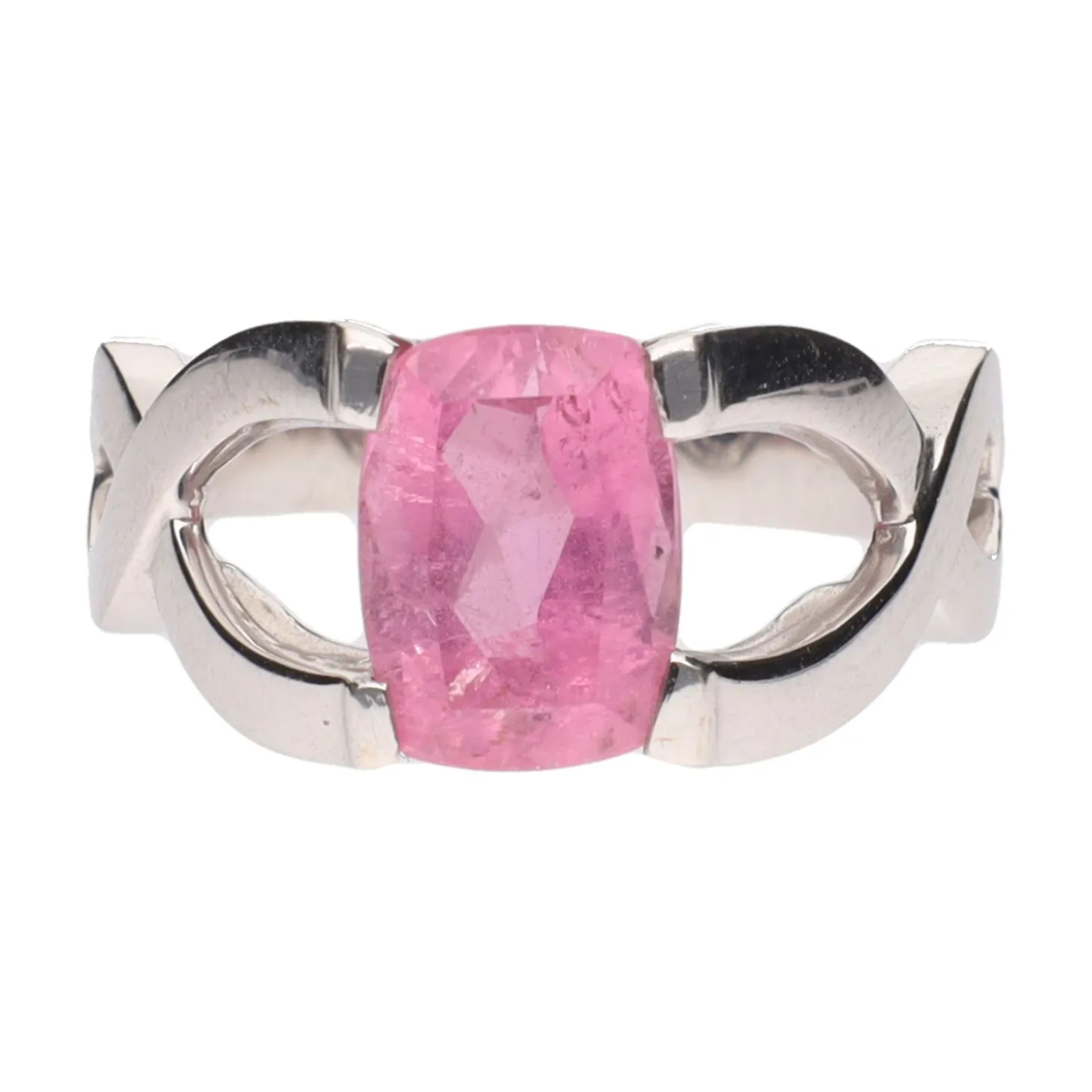 ANILLOS / SORTIJAS Sortija en oro blanco con topacio rosa.
