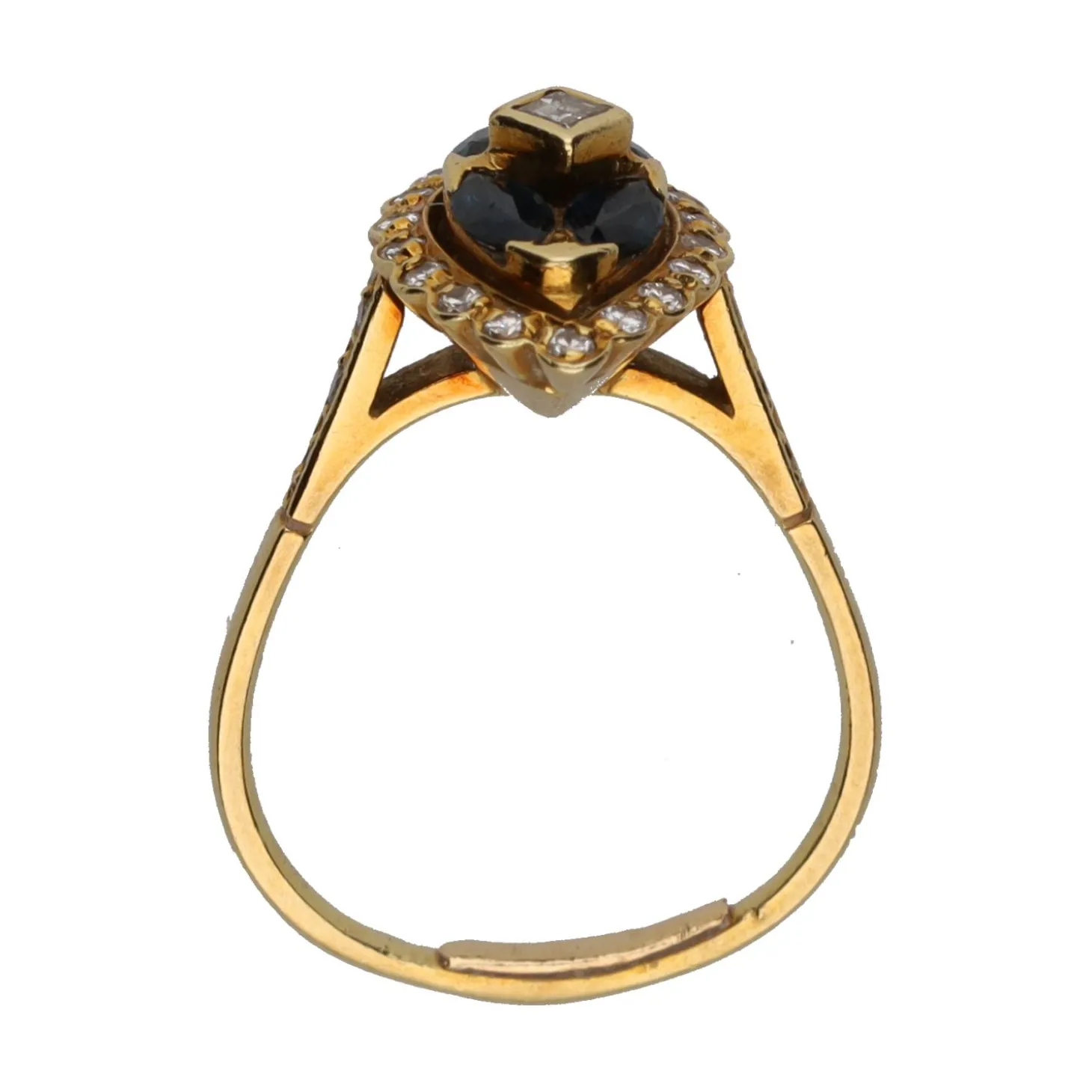 ANILLOS / SORTIJAS Sortija en oro amarillo con zafiros y brillantes. Talla 10.