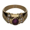 ANILLOS / SORTIJAS Sortija en oro amarillo con rubí y brillantes. Talla 8.