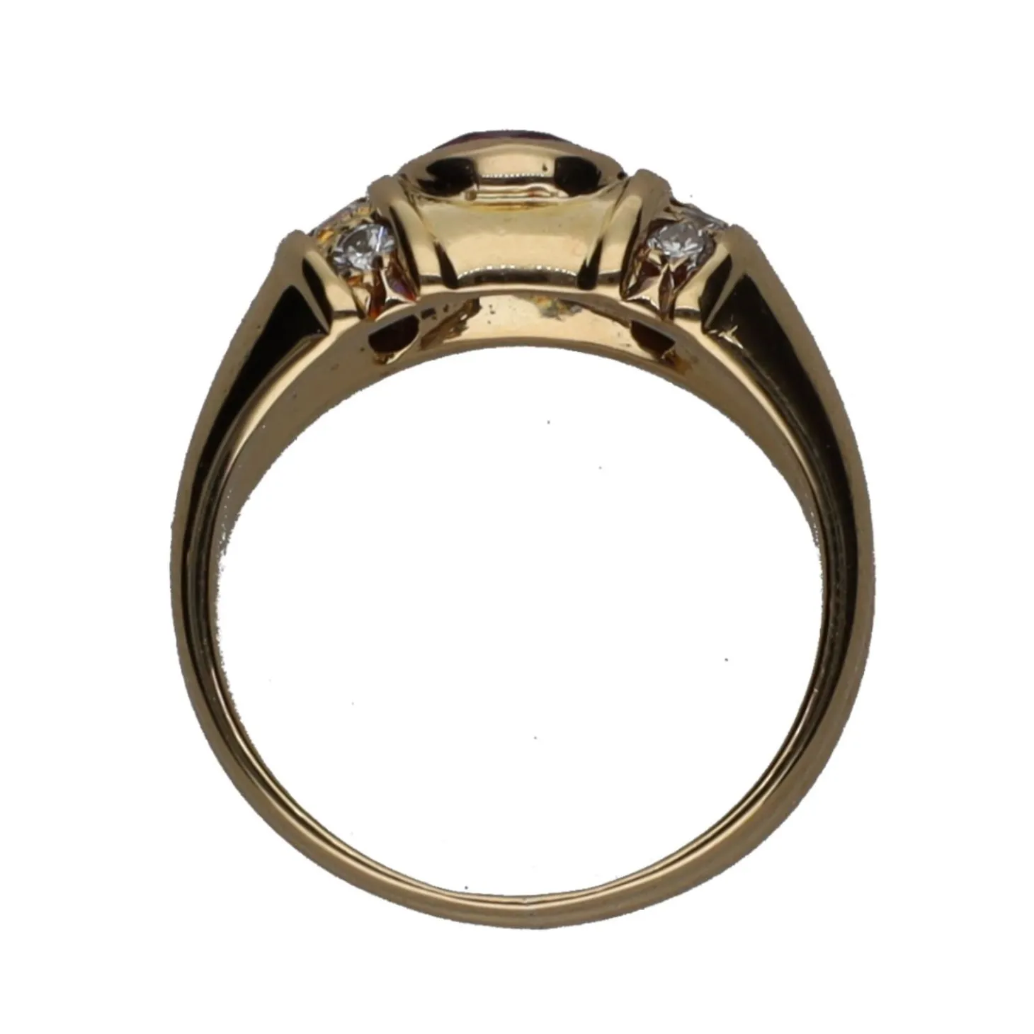 ANILLOS / SORTIJAS Sortija en oro amarillo con rubí y brillantes. Talla 8.