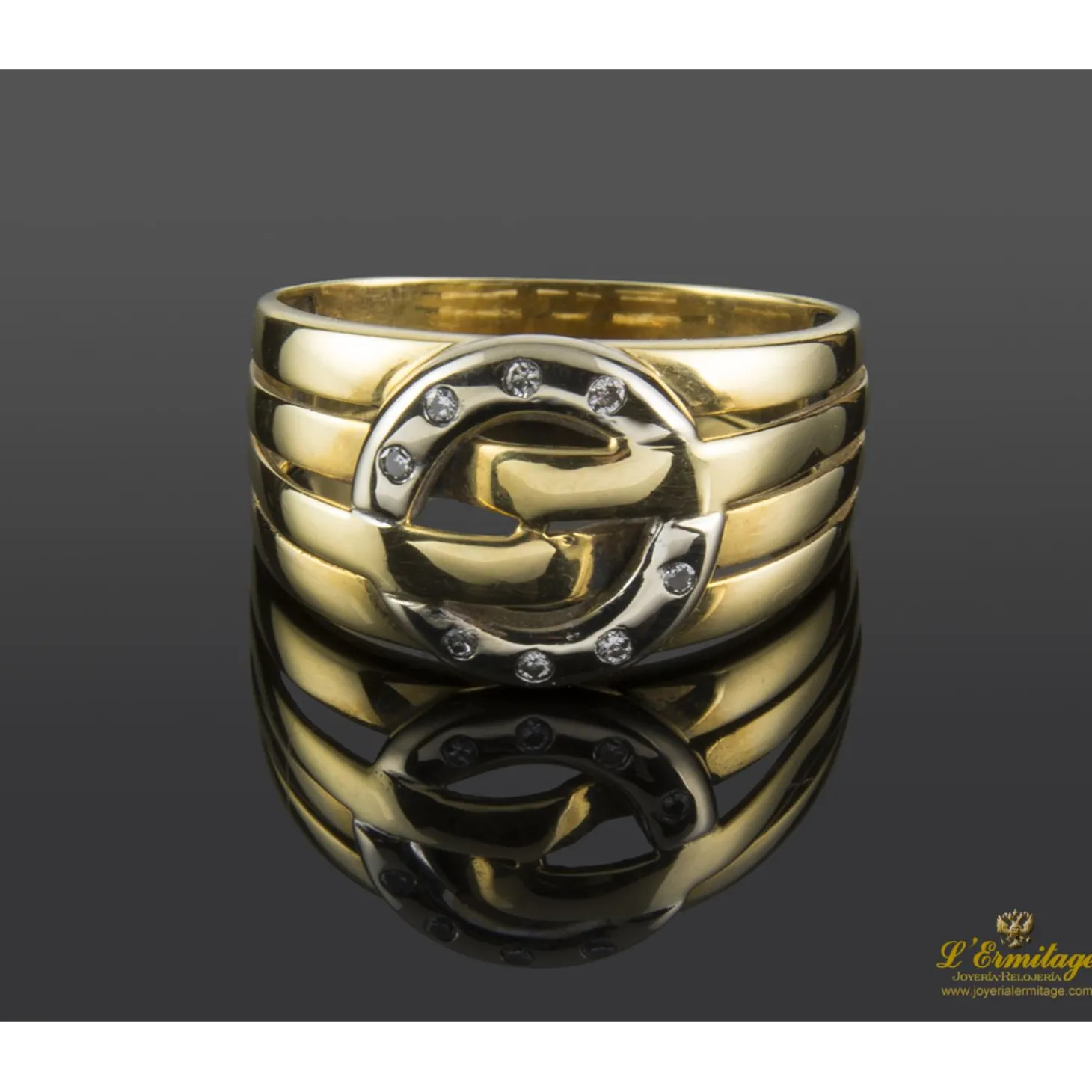 ANILLOS / SORTIJAS Sortija en oro amarillo y oro blanco con brillantes