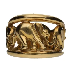 ANILLOS / SORTIJAS Sortija en oro amarillo y detalles con elefantes.