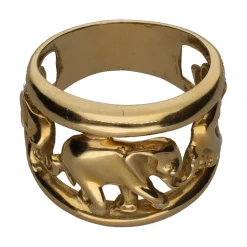 ANILLOS / SORTIJAS Sortija en oro amarillo y detalles con elefantes.