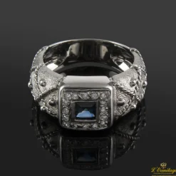 ANILLOS / SORTIJAS Sortija en oro blanco con zafiro y brillantes