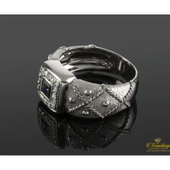 ANILLOS / SORTIJAS Sortija en oro blanco con zafiro y brillantes