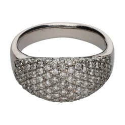 ANILLOS / SORTIJAS Sortija en oro blanco con cuajado de brillantes. Talla 14.