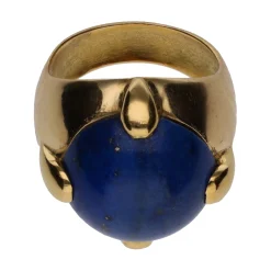 ANILLOS / SORTIJAS Sortija en oro amarillo con lapislázuli. Talla 13.