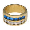ANILLOS / SORTIJAS Sortija en oro amarillo con zafiros y brillantes. Talla 16.