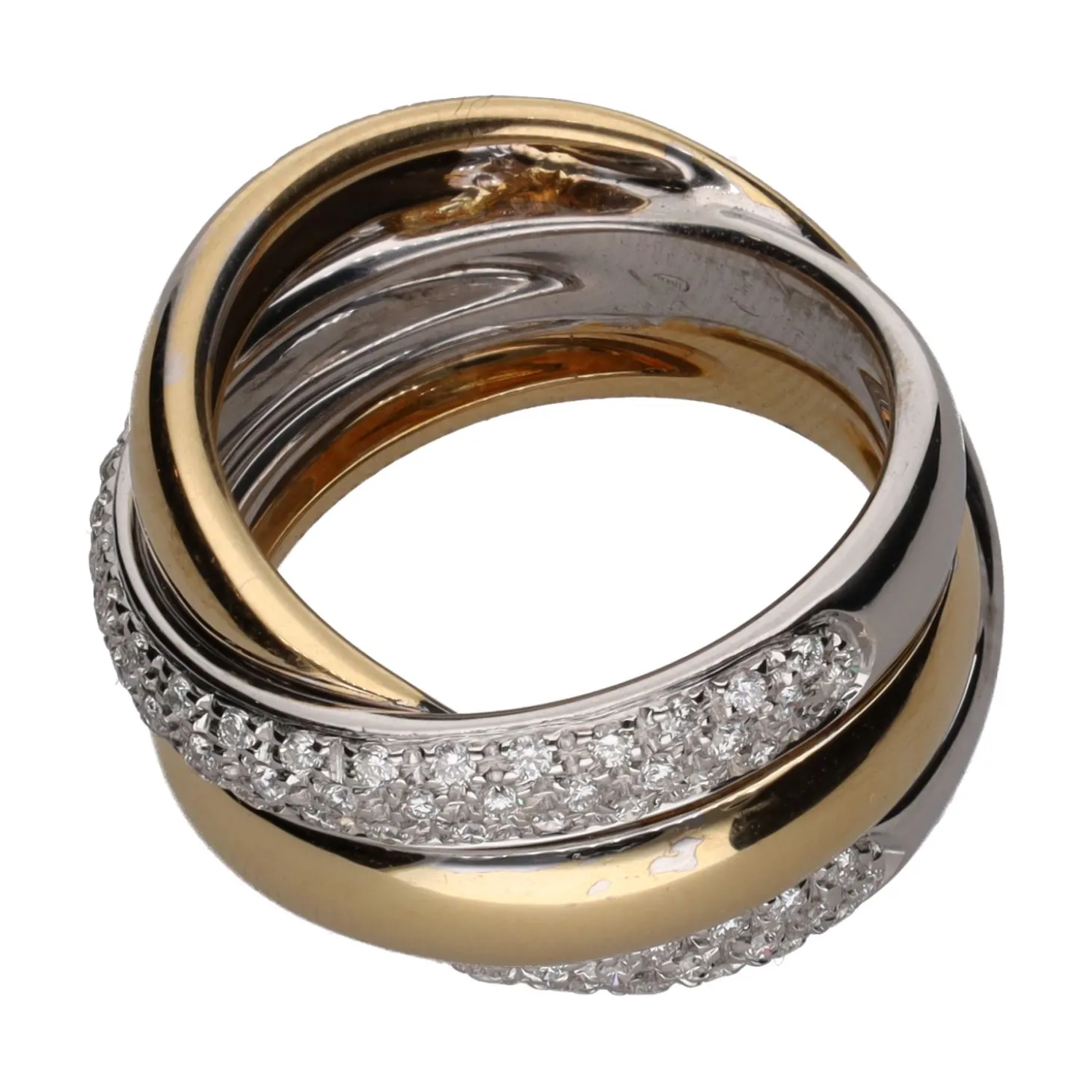 ANILLOS / SORTIJAS Sortija en oro blanco y oro amarillo con brillantes. Talla 13.