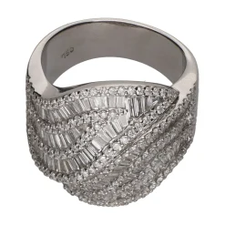 ANILLOS / SORTIJAS Sortija en oro blanco con diamantes naturales. Talla 12.