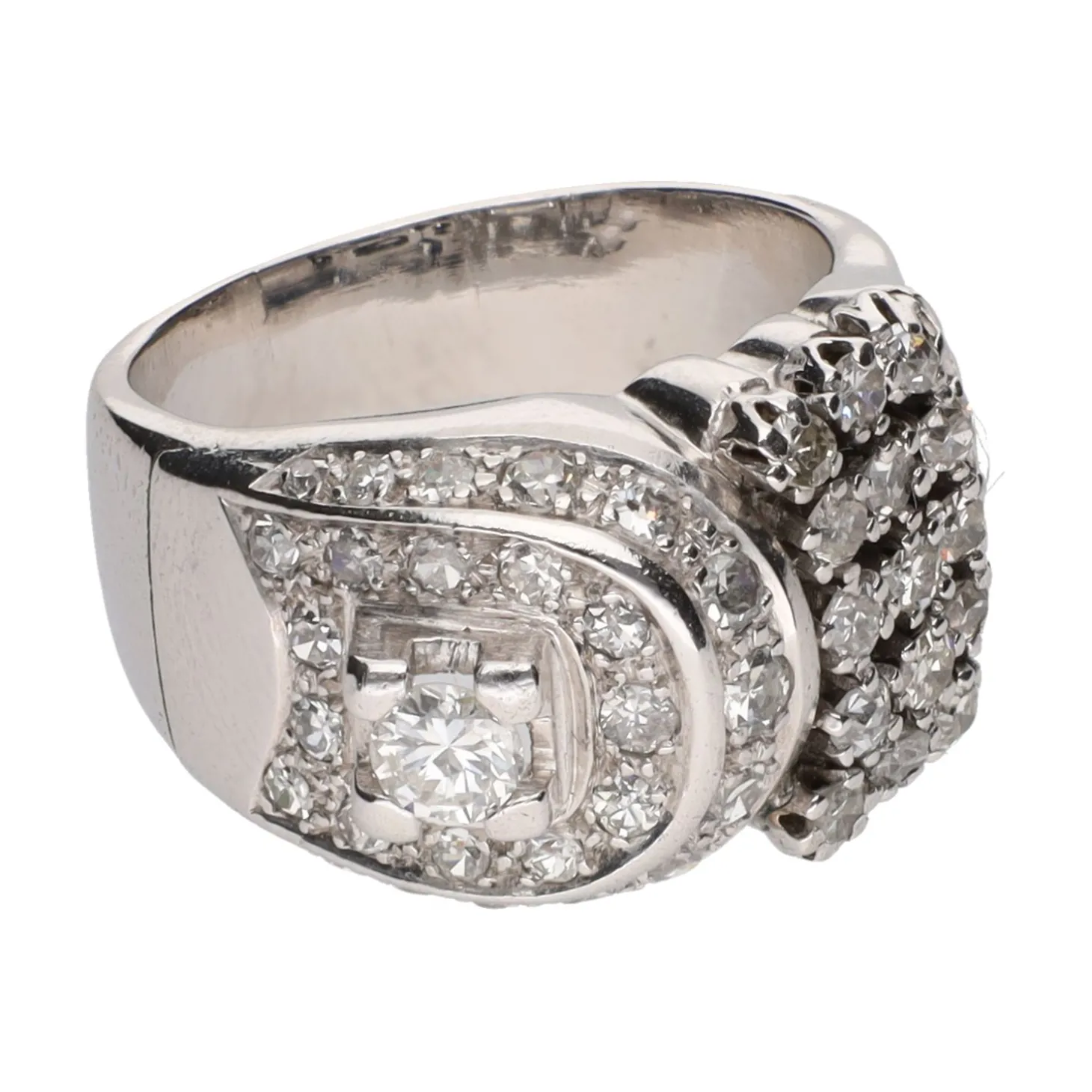 ANILLOS / SORTIJAS Sortija en oro blanco con brillantes. Talla 16.