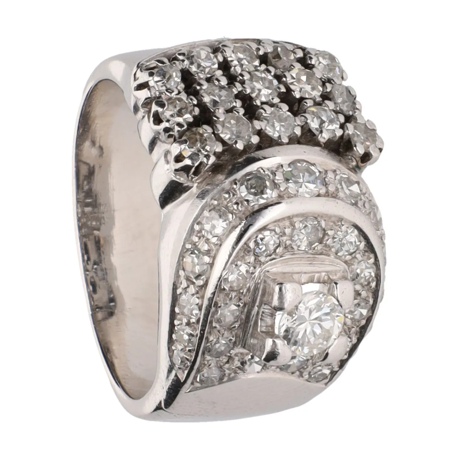 ANILLOS / SORTIJAS Sortija en oro blanco con brillantes. Talla 16.