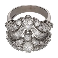 ANILLOS / SORTIJAS Sortija en oro blanco con diamantes. Talla 17.