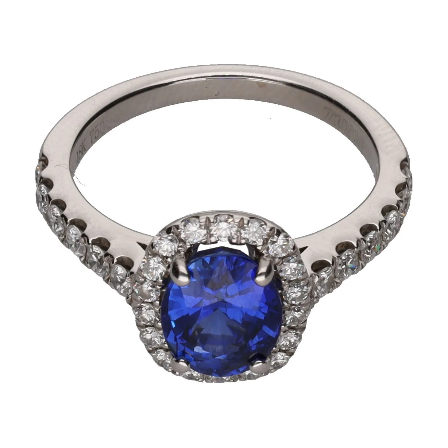 ANILLOS / SORTIJAS Sortija firmada por suarez en oro blanco con zafiro y brillantes. Talla 9.