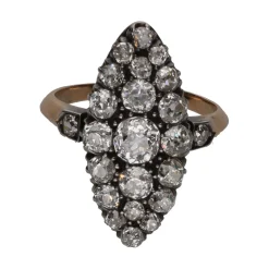 ANILLOS / SORTIJAS Sortija lanzadera antigua siglo xix cuajado de brillantes. Talla 12.