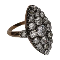ANILLOS / SORTIJAS Sortija lanzadera antigua siglo xix cuajado de brillantes. Talla 12.