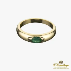 ANILLOS / SORTIJAS Sortija media caña oro amarillo y esmeralda