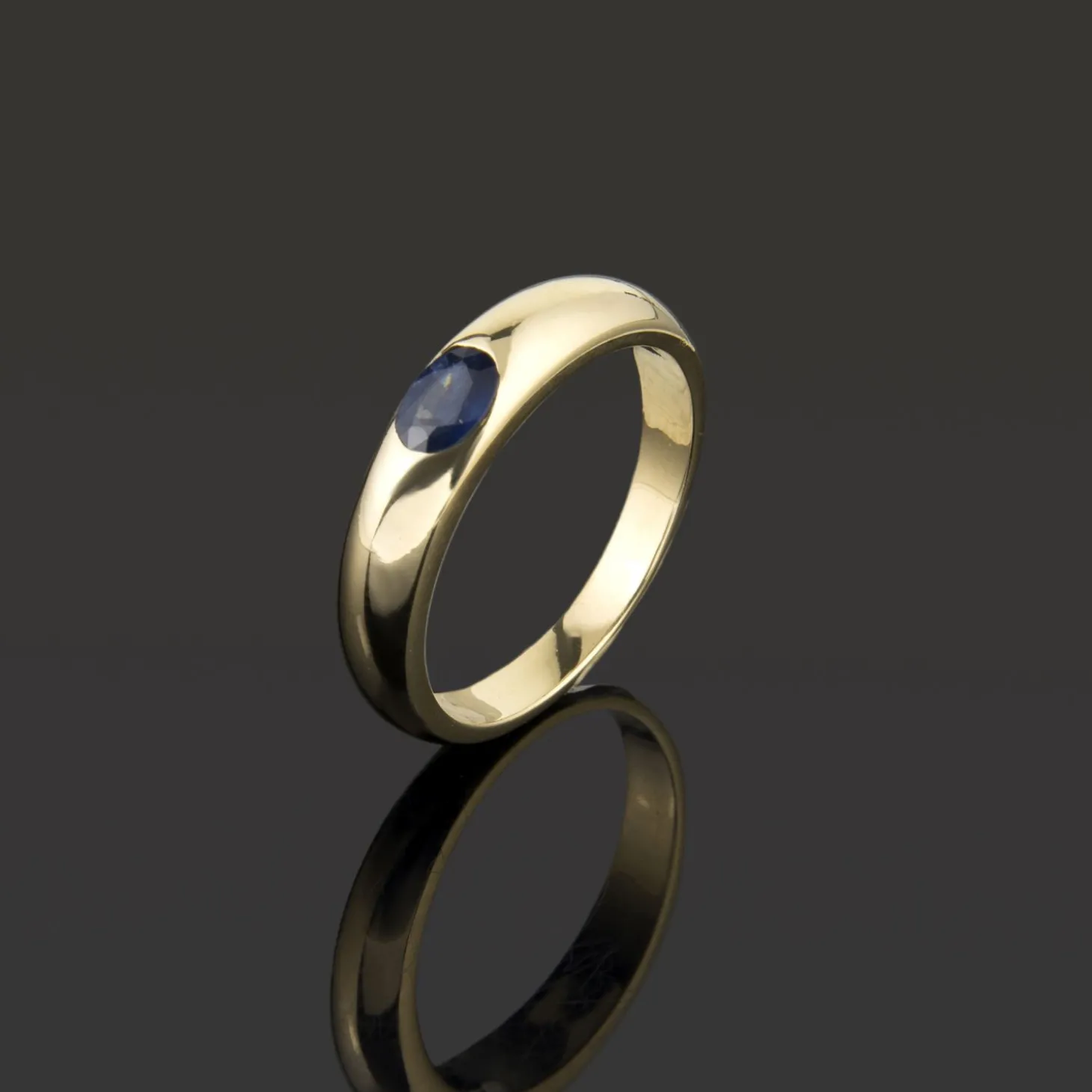 ANILLOS / SORTIJAS Sortija media caña oro amarillo y zafiro