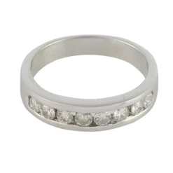 ANILLOS / SORTIJAS Sortija media alianza oro blanco y diamantes. Talla nº: 12