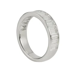 ANILLOS / SORTIJAS Sortija media alianza oro blanco y baguettes. Talla nº: 12