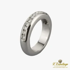 ANILLOS / SORTIJAS Sortija media alianza oro blanco y diamantes. Talla nº 14.