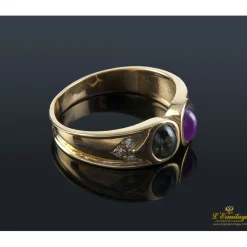 ANILLOS / SORTIJAS Sortija oro amarillo rubí y zafiro cabuchón