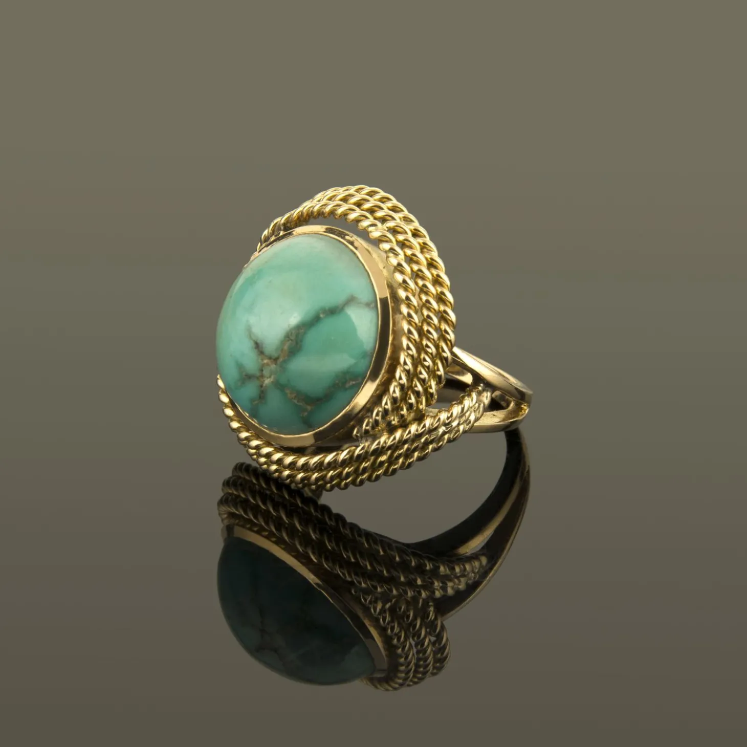 ANILLOS / SORTIJAS Sortija oro amarillo y turquesa