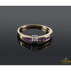 ANILLOS / SORTIJAS Sortija oro amarillo, blanco y rubíes