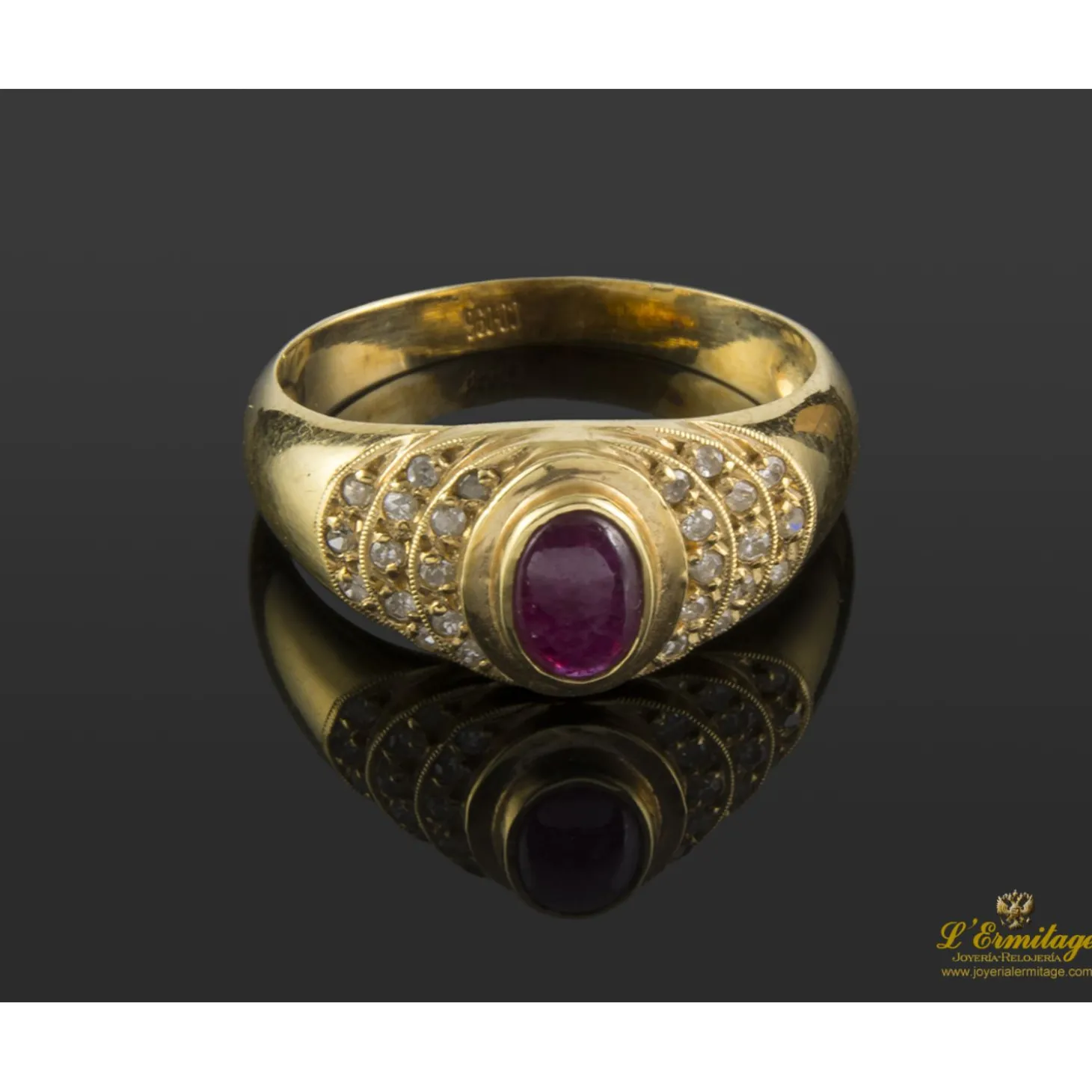 ANILLOS / SORTIJAS Sortija oro amarillo rubi y diamantes