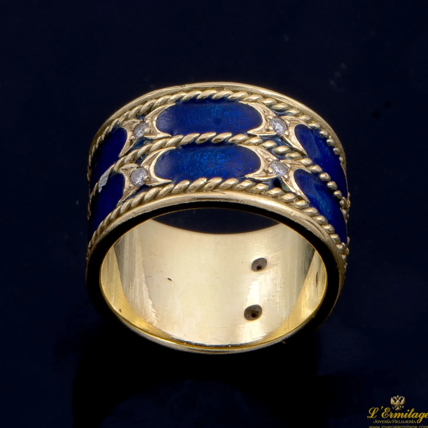 ANILLOS / SORTIJAS Sortija oro amarillo y esmalte brazo ancho
