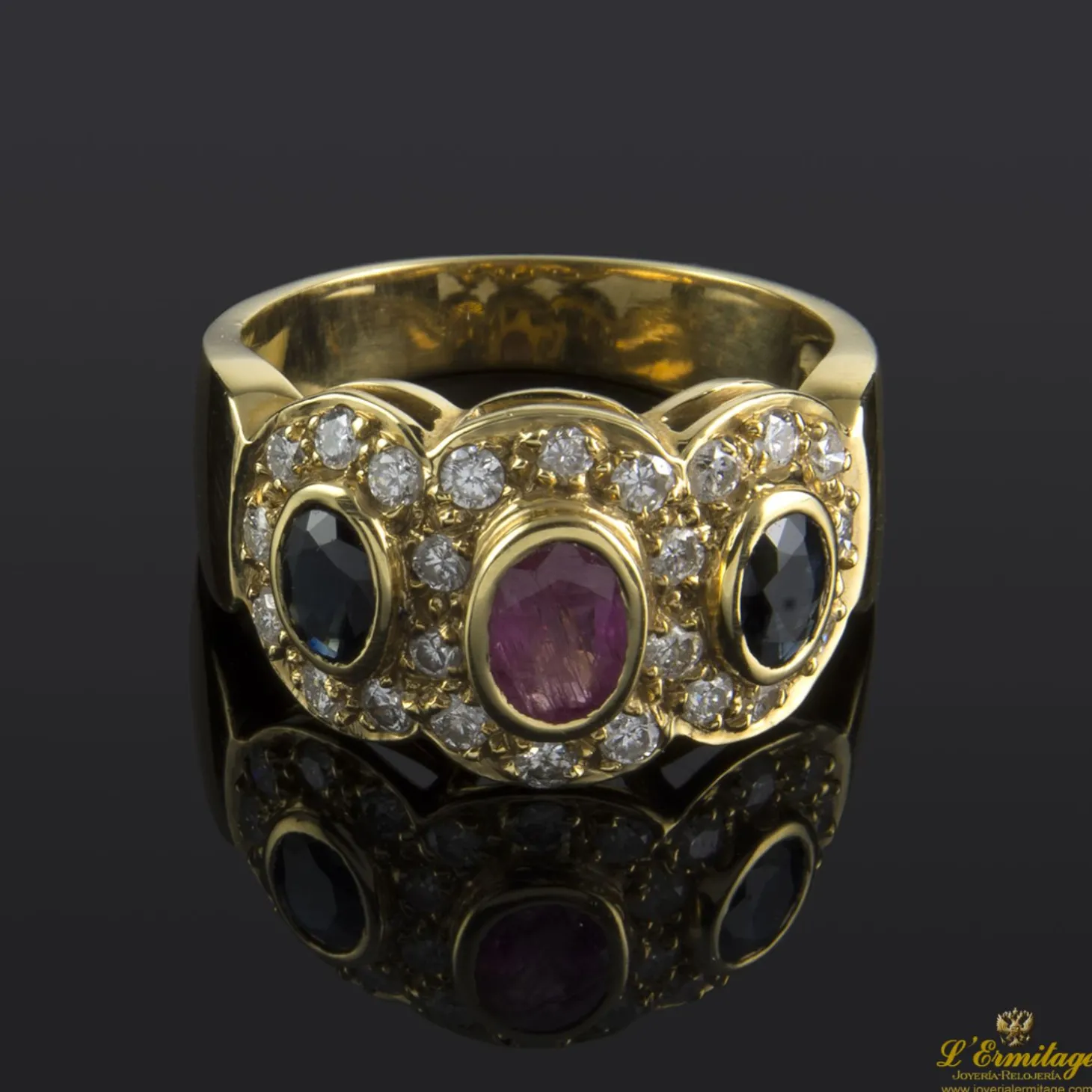 ANILLOS / SORTIJAS Sortija oro amarillo diamantes rubí y zafiros
