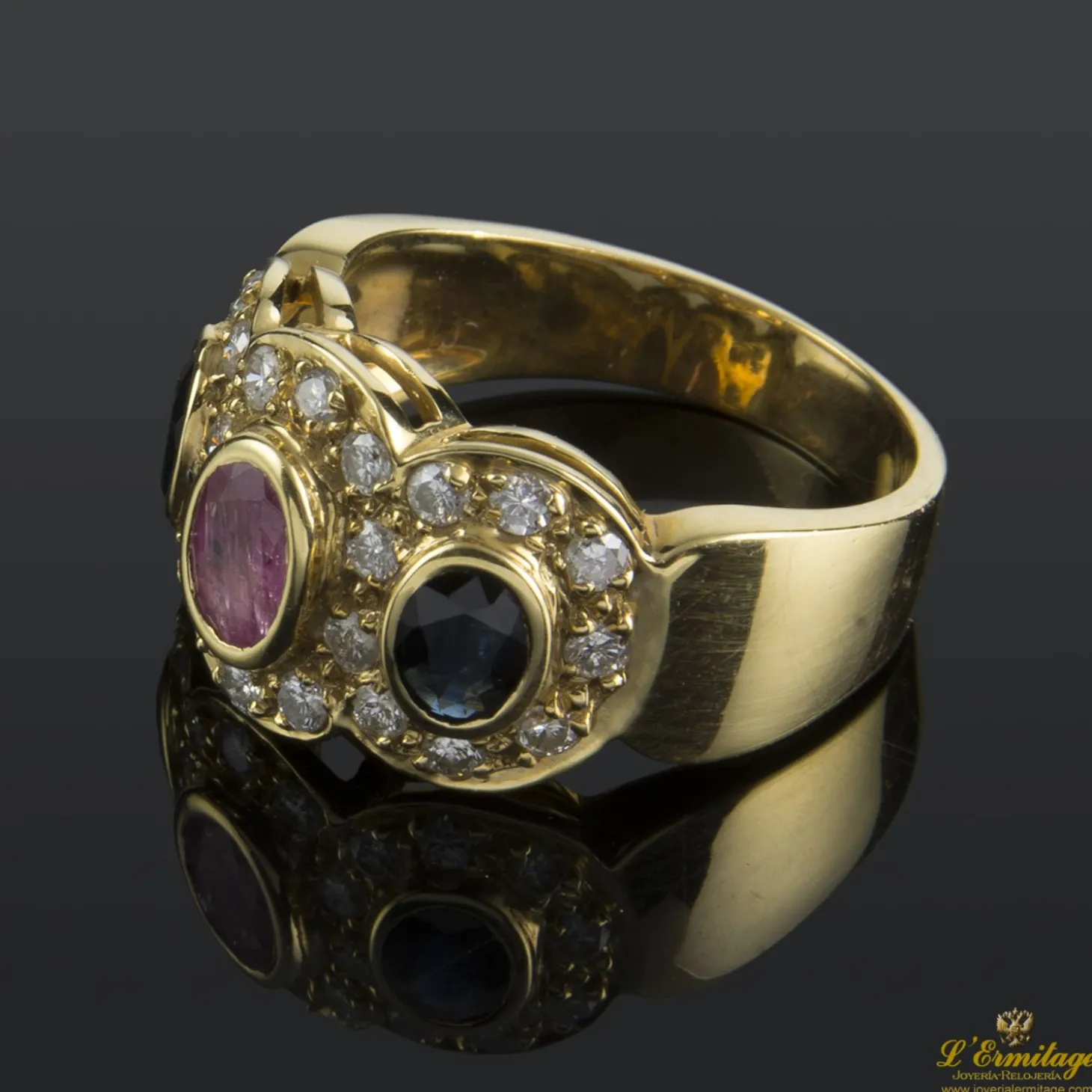 ANILLOS / SORTIJAS Sortija oro amarillo diamantes rubí y zafiros