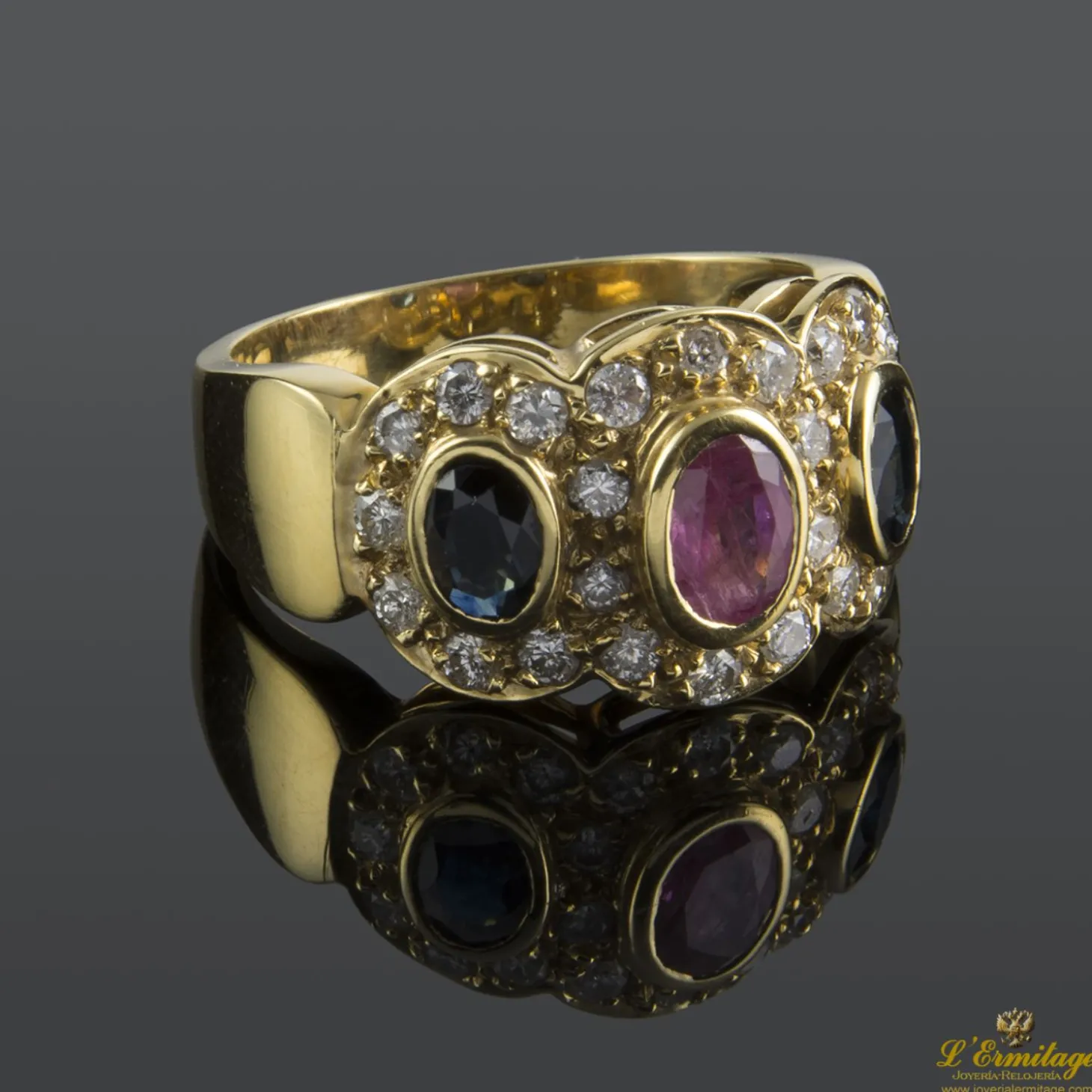 ANILLOS / SORTIJAS Sortija oro amarillo diamantes rubí y zafiros