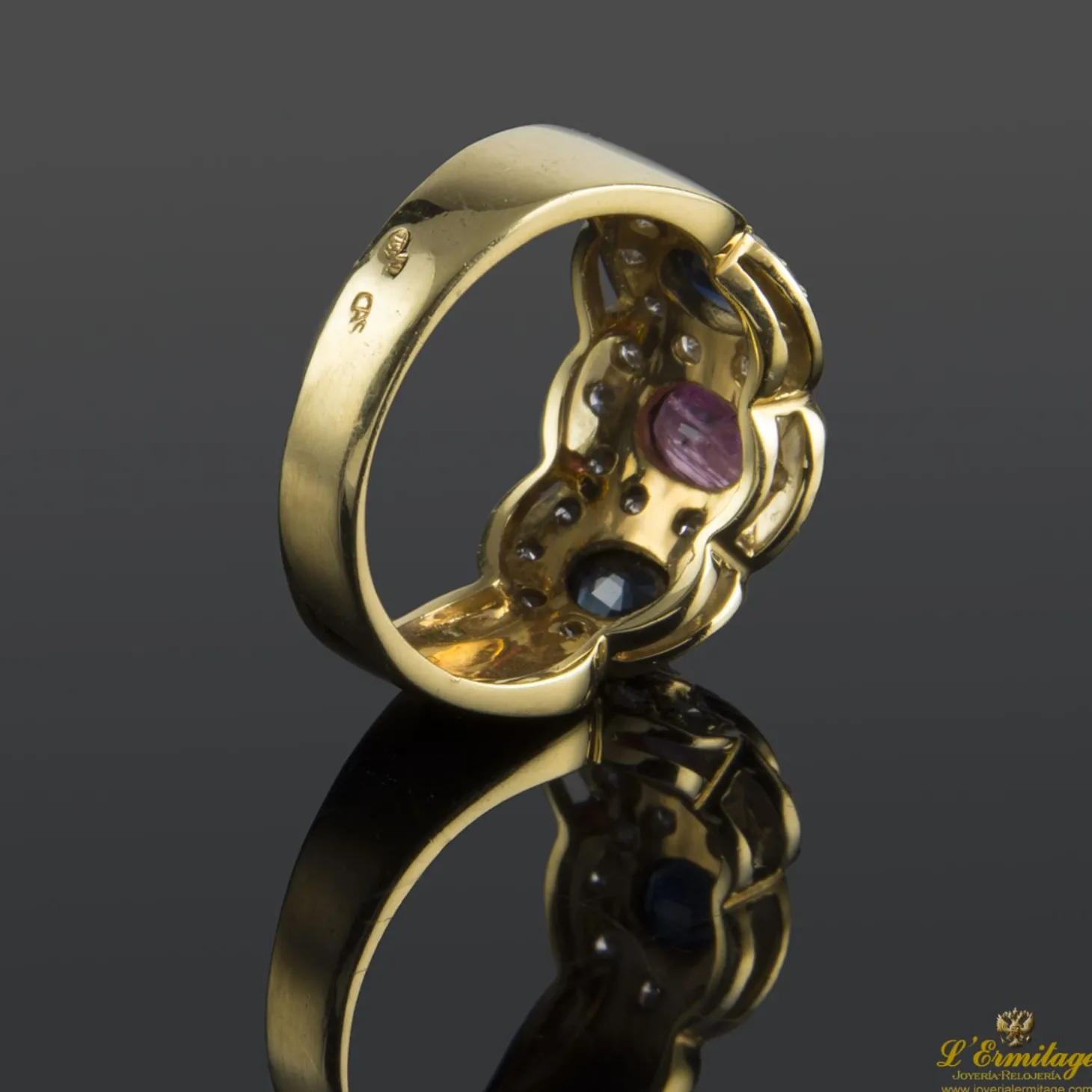 ANILLOS / SORTIJAS Sortija oro amarillo diamantes rubí y zafiros