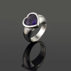 ANILLOS / SORTIJAS Sortija oro blanco amatista talla corazón