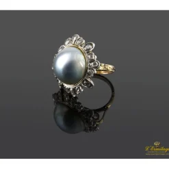ANILLOS / SORTIJAS Sortija oro amarillo media perla y diamantes