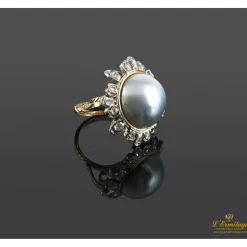 ANILLOS / SORTIJAS Sortija oro amarillo media perla y diamantes