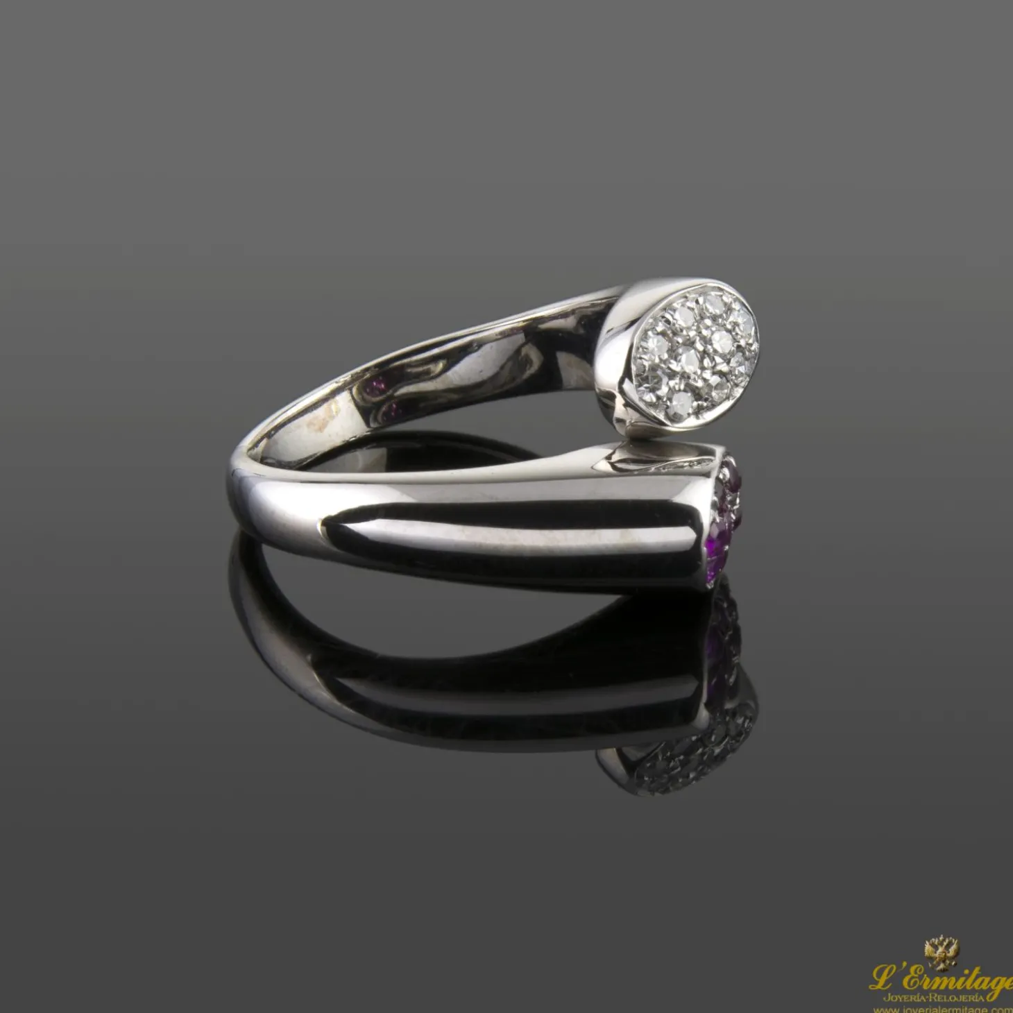 ANILLOS / SORTIJAS Sortija oro blanco diamantes y rubíes