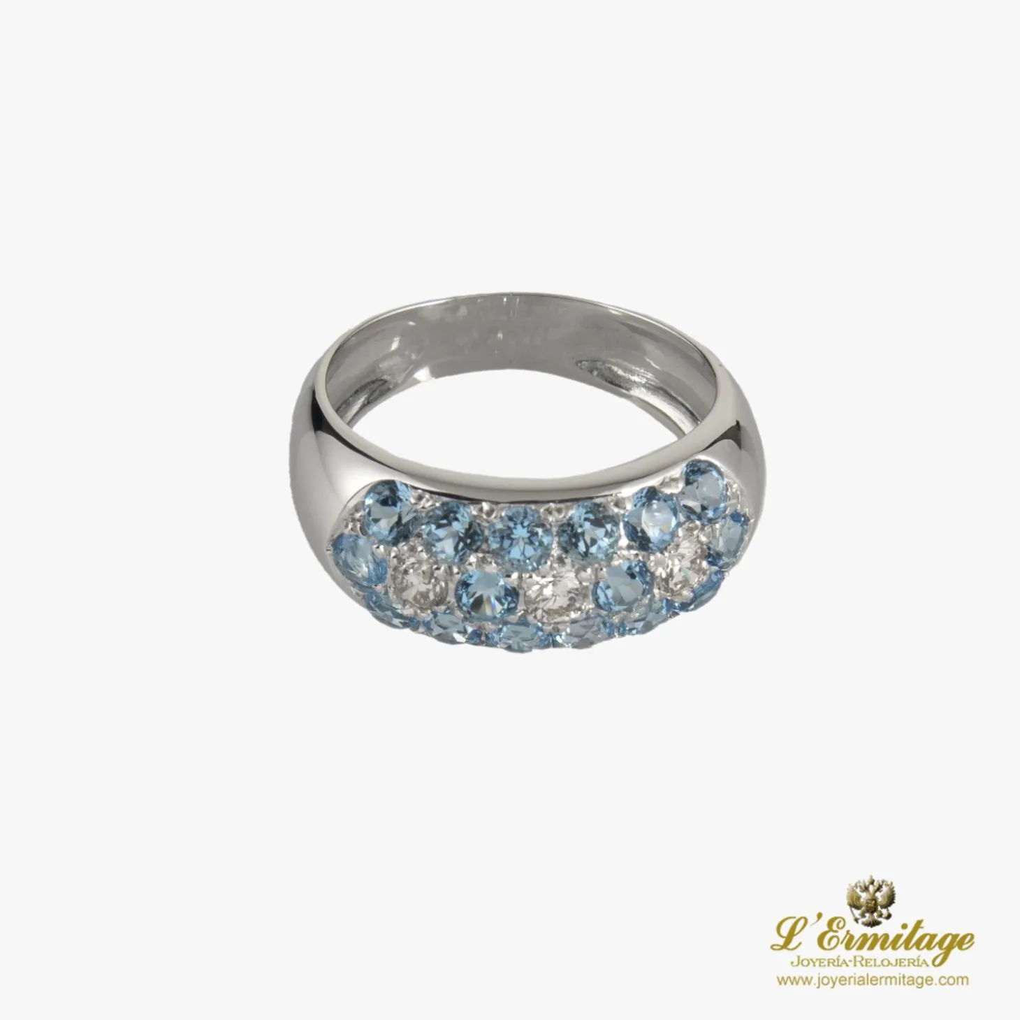 ANILLOS / SORTIJAS Sortija oro blanco aguamarinas y diamantes