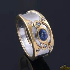 ANILLOS / SORTIJAS Sortija oro amarillo oro blanco zafiro y diamantes
