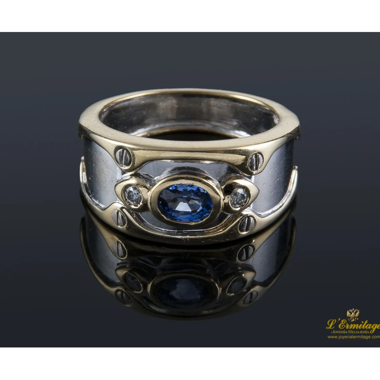 ANILLOS / SORTIJAS Sortija oro amarillo oro blanco zafiro y diamantes