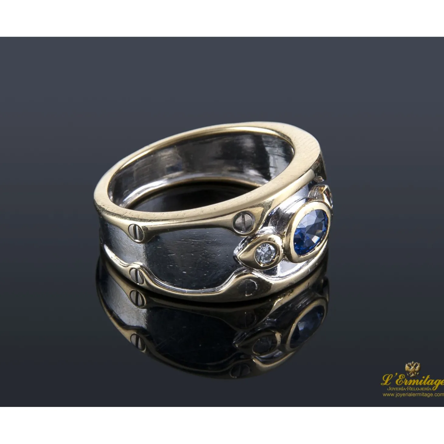 ANILLOS / SORTIJAS Sortija oro amarillo oro blanco zafiro y diamantes