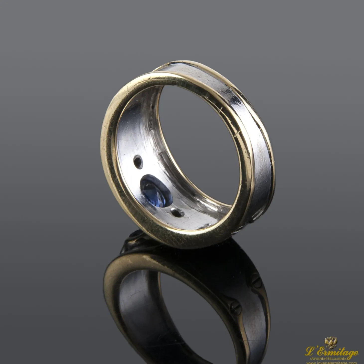 ANILLOS / SORTIJAS Sortija oro amarillo oro blanco zafiro y diamantes